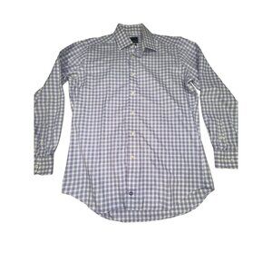 David Donohue Purple Checked Long Sleeve Button Down Trim Fit Shirt- 16.5, 34/35